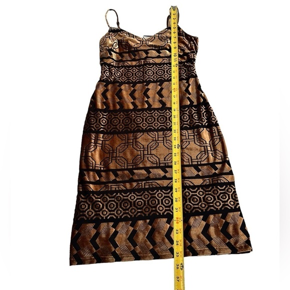 Nicole Miller STUDIO Black/Bronze Burnout Stretch Velvet Slip Dress Size 4 - Picture 11 of 17